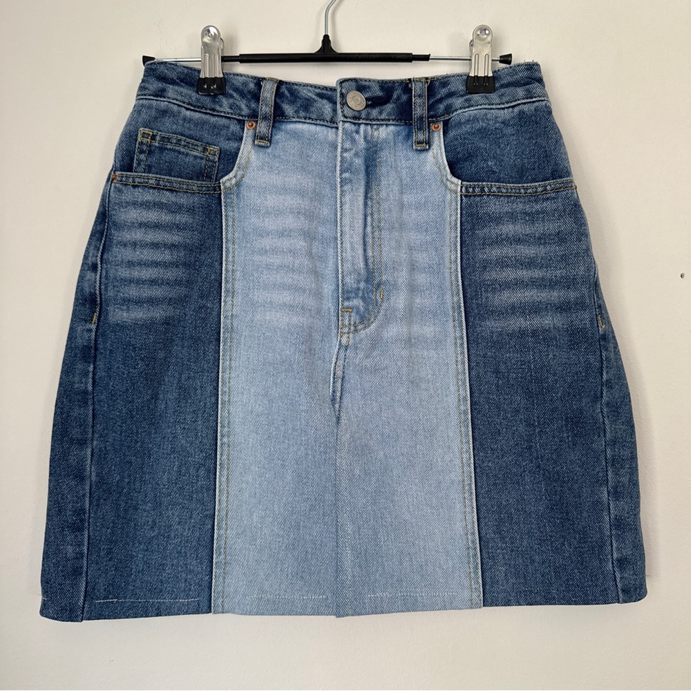 Pacsun denim patchwork mini skirt